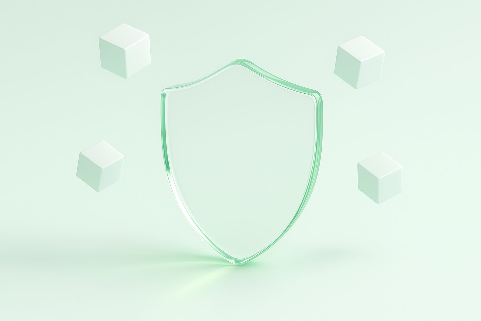 Abstract glass shield artwork in fresh green tones